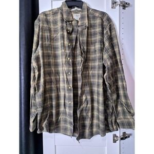 LL Bean Mens Plaid Long Sleeve Button‎ Up Shirt L-REG Cotton Cashmere Blend